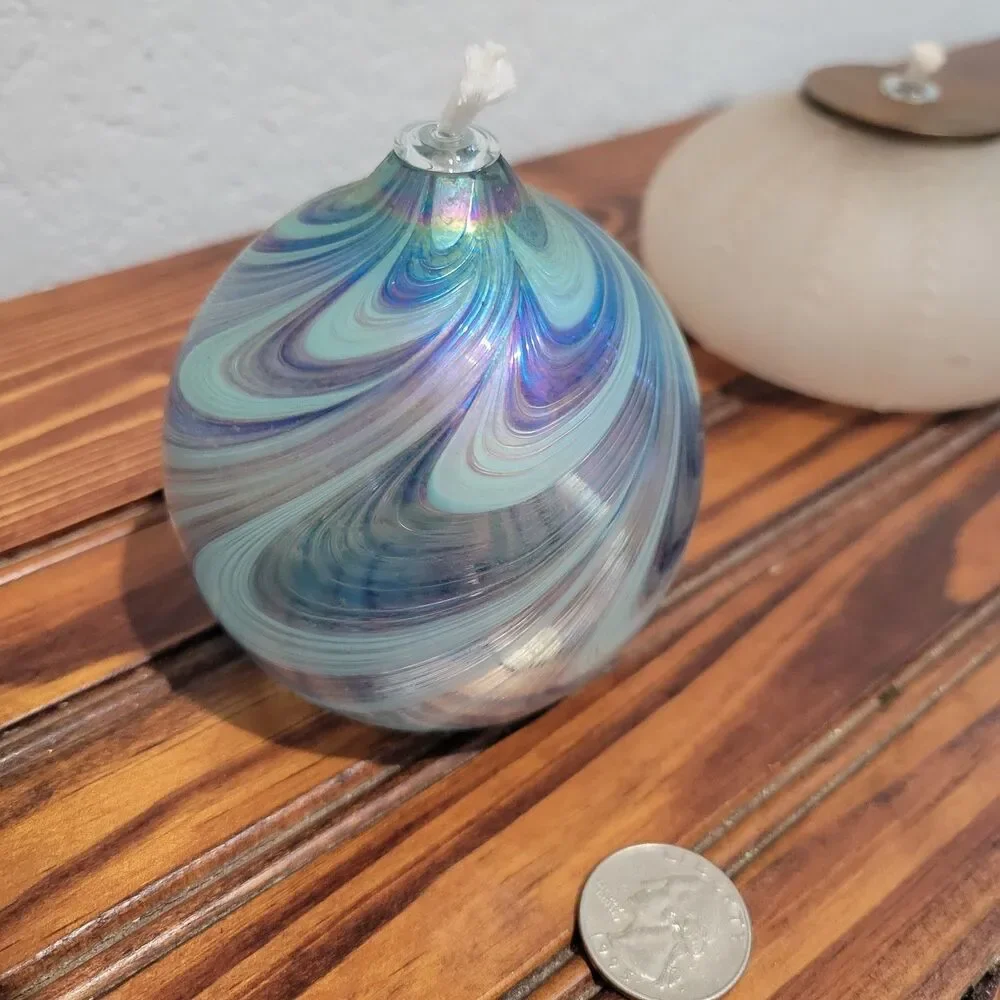 Lot of 5 Vintage - Hand Blown Glass & Assorted Oil Lamps Clear Ambient Romantic